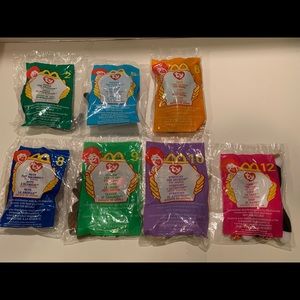 NWT LOT OF 7 VINTAGE MCDONALD’S TY BEANIE BABY HAPPY MEAL TOYS.